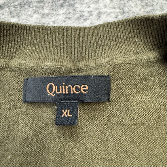 Quince Sweater Womens XL Olive Green Lightweight Cotton Cashmere Crewneck Knit - Picture 3 of 8